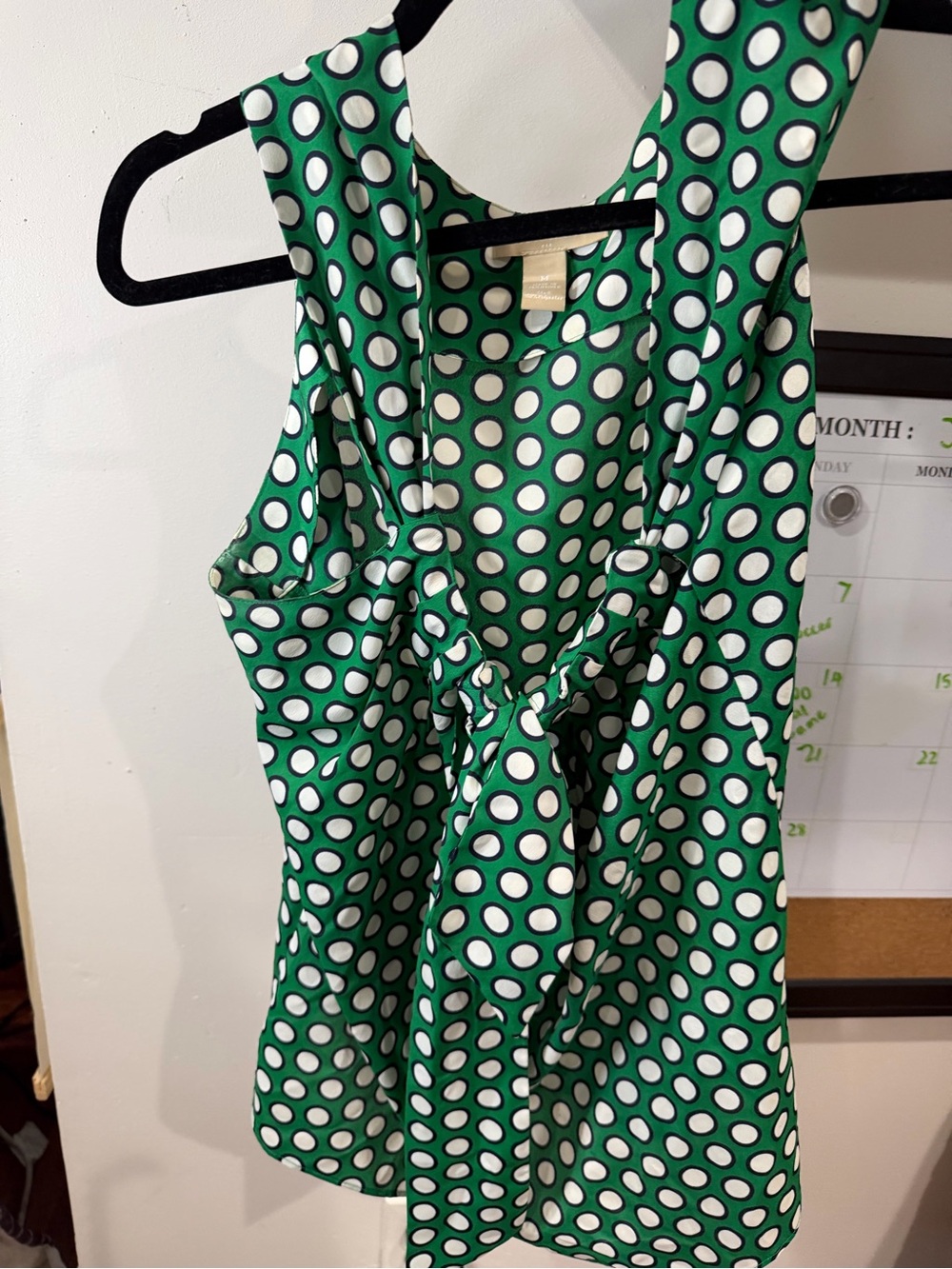 Banana Republic Green Polka Dot Tie-Front Tank Top